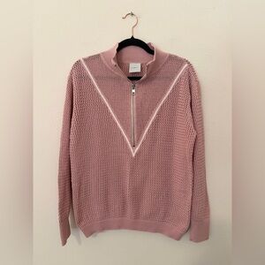 Varley Pale Mauve Calva Half-Zip Knit Pullover Sweater Sz S Tennis Preppy